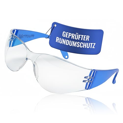 Merroum Kinder Schutzbrille EN166 EN170 Leichte Sicherheitsbrille 18g UV Schutz Anti-Fog Kratzfest Klare Sicht ohne Verzerrung Rutschfest Schutzbrille Kinder Cyan Blau