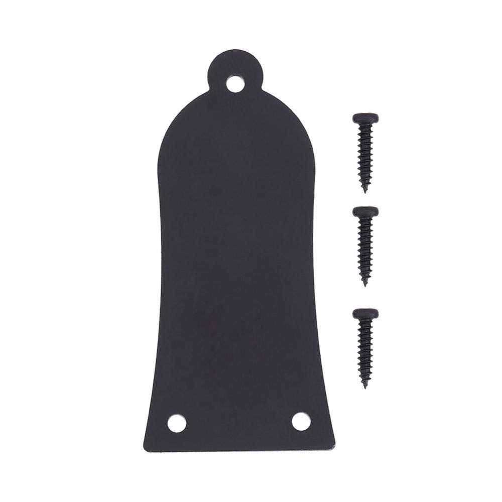 Bnineteenteam Guitar Truss Rod Cover, 3 Holes Metal Truss Rod Cover with Screws Bell-shaped Guitar Bass Replacement (Black) Epiphone Truss Rod Cover Musical Instrument Accessories