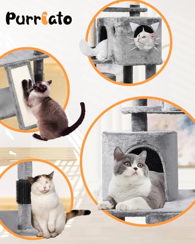 Torre multi-nivel para gatos grande 66in gris claro miniatura 5