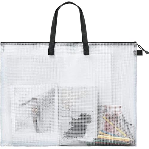 Outus Art Portfolio Case 19 x 25 Inches Posters Storage Bag Portfolio Folder with Handle and Zipper Transparent Folder Organizer for Painting Bulletin Boards End of The Year Gifts(1 Piece)