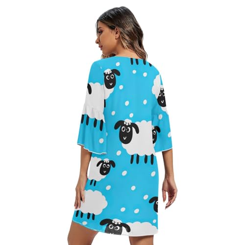 Robe courte bleue imprimé de haute qualité style tropical - 2