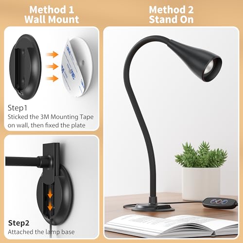 Image of Dim Book Lights for Reading at Night,USB Goose Reading Lights for Books in Bed Headboard,LED Night Lights Plug into Wall,Adhesive Wall Lights for Bedroom,Portable Plug in Wall Sconces Hardwired,1 Pack