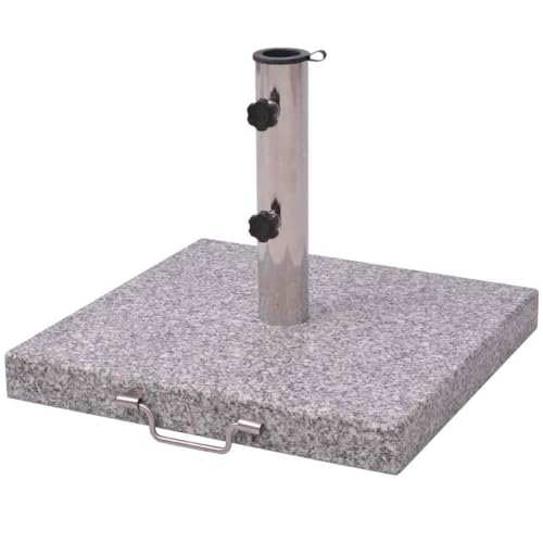 vidaXL Pied de parasol carré robuste de 45 cm de diamètre - Granit poli et acier inoxydable - Convient pour parasol jusqu'à 3 m de diamètre - Gris