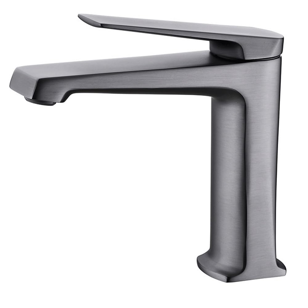 Grifos de lavabo modernos de bronce macizo gris con cascada