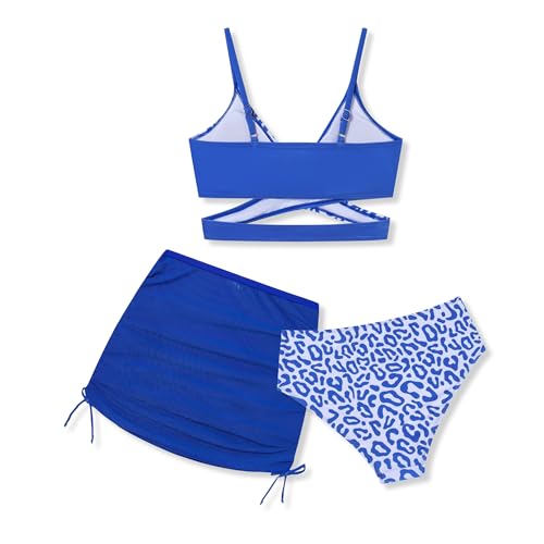 Image of Girls Swimsuit Double Strap High Waist Sporty Bikini Swimsuits Summer Beach 2 Piece Bikini Sets Size 11-15 Years