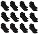 Poligono Calcetines Cortos para Hombre y Mujer, Medias Deportivas de Algodón, Calcetines Tobilleros Transpirables, Negro, Paquete de 12, EU 40-46