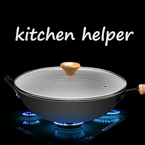 Wok de acero al carbono 32cm con mango de madera miniatura 6