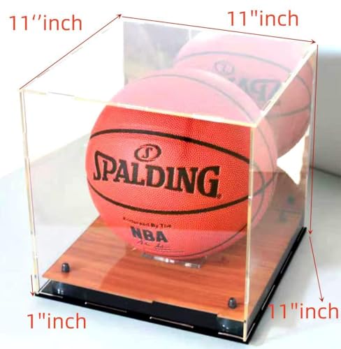 Square Shape Basketball Soccer Ball Acrylic Display Case Showcase Box Wood Floor UV Protection Sports Full Mirror Memorabilia - Image 3