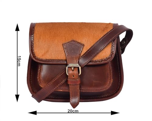 Image of Celtic Women's Leather Hair-On Flap Crossbody Sling Bag - Adjustable Strap