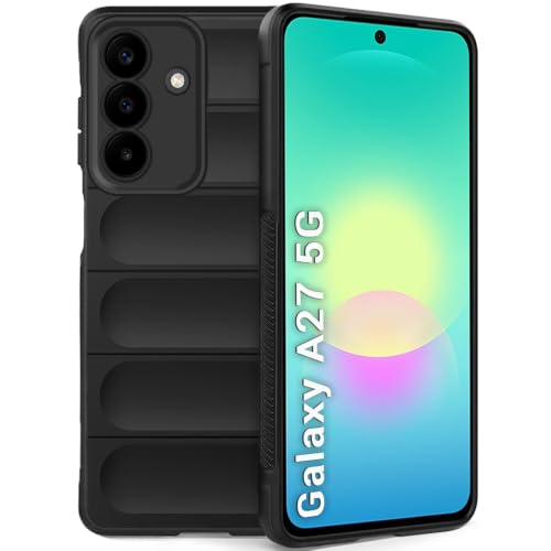 Image of TheGiftKart Liquid Silicon Back Cover Case for Samsung Galaxy A27 5G | Shockproof Military Grade Protection | Micro-Fibre Cloth On Inner Side | Anti-Slip Grip Back Cover Samsung A27 5G (TPU, Black)