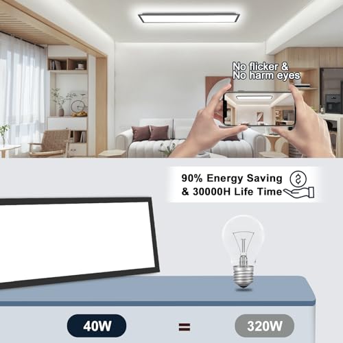 Lámpara de Techo LED Panel Dimmable 120x30cm con Control Remoto, 40W, Panel de Techo con Iluminación Indirecta RGB, Función de Memoria, 3000K-6500K, Luz de Día, para Cocina, Sala de Estar, Oficina - imagen 6