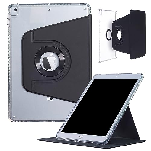 Funda para iPad 9th 8th 7th Gen 10.2 pulgadas, iPad Air 3ª/iPad Pro 10.5 pulgadas, DMaos Slim Magnetic desmontable Smart Cover, soporte plegable, rotación de 360°, color negro