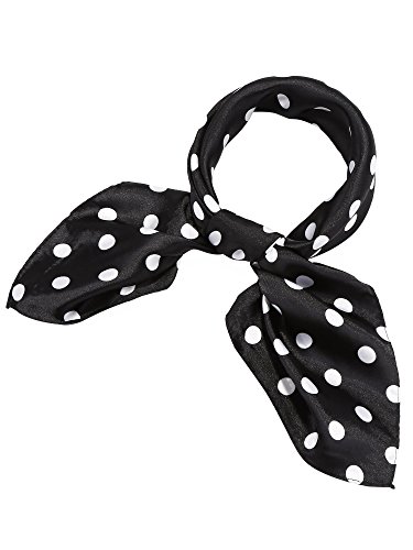 SATINIOR 1950s Chiffon Square Handkerchief Neck Scarf Satin Ribbon Hair Tie for Women