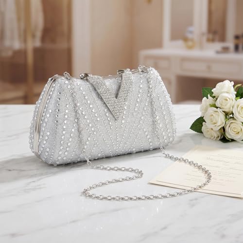 Image of SH Clutch Purse Rhinestone Clutch Purses for Women Glitter Prom Purse