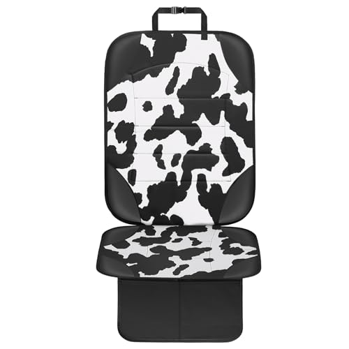 Image of Siivton Car Seat Protector for Child Car Seat,Waterproof Car Seat Cover with Thick Padding, Non-Slip Backing, Protects Fabric & Leather Seats, 2 Mesh Storage Pockets(Cow Print)