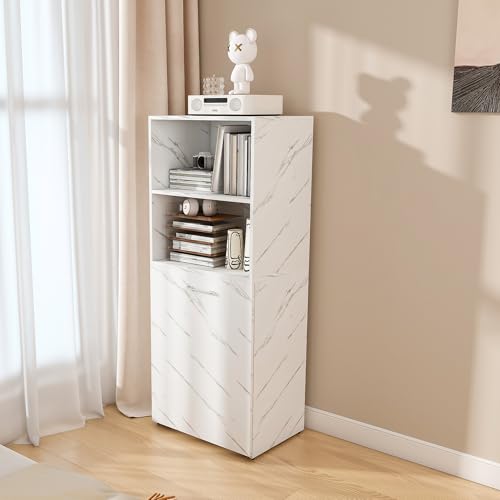 Image of Foldable Office Desk, Fold Out Convertible Hidden Murphy Computer Desk with Storage Shelves, Multi-Function Folding Writing Table for for Small Spaces, Home Office (White Marble)