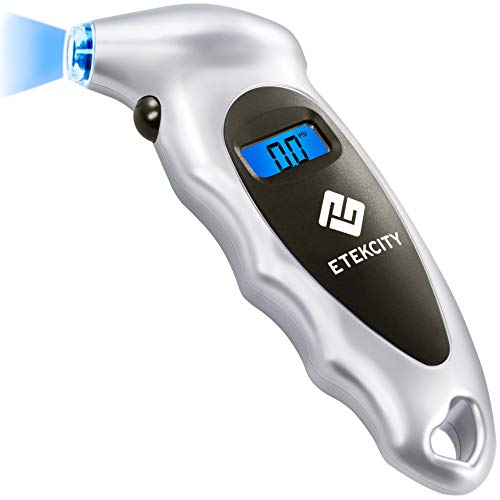 Etekcity Digital Tire Pressure Gauge 150 PSI 4 Settings for Car Truck Bicycle Bike with Backlit LCD, Non-Slip Grip & Lighted Nozzle, 2-Year Warranty, Batteries Included, Silver(1 Pack)