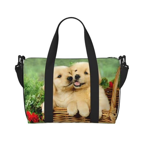 Sac de voyage imprimé chiot Golden Retriever noir ultra résistant
