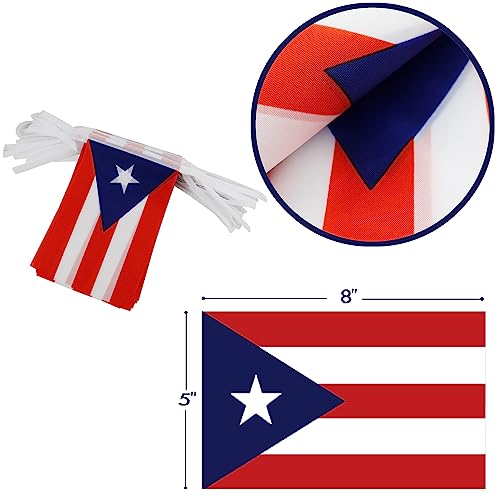Image of Puerto Rico String Flag Pennant Banner - 38 Flags, 42 Feet Small Mini Puerto Rican Flags Bunting Banner for Country Decoration, School, Party, Sports Events