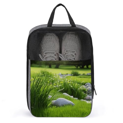 Sac à chaussures de voyage imprimé herbe verte pour organiser vos valises