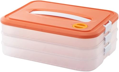 DOITOOL Caja del congelador de la bola de masa hervida Refrigerador Contenedor de almacenamiento de alimentos Caja: 3- Capa plana Refrigerador