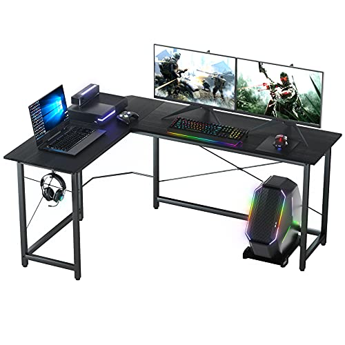 ASTARTH L Shaped Desk, 66  Corner Desk, L Shaped Gaming Desk, L Desk, Home Office Computer Desk with Round Corner with Large Monitor Stand Workstation, Sturdy Writing Study Table, Space-Saving
