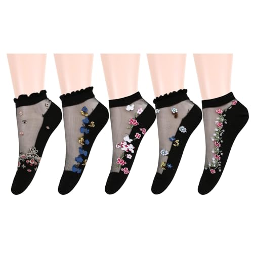 Image of Benefeet Sox Womens Sheer Socks Girls Lace Mesh Ankle Socks Transparent See Through Summer Sock Ultra Thin Nylon Short Sock