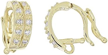 egemmall Sterling Silver CZ Interchangeable Pearl Enhancer Pendant Bail Connector, 14kt Gold Plated