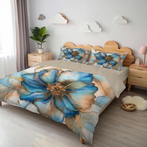 Housse de Couette Fermeture Éclair Facile pour Lit 2 Personnes Infroissable