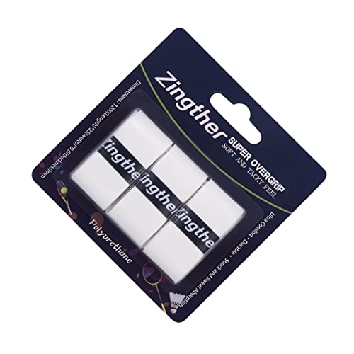Zingther Professional Super Tacky Tennis Racket Grip Tape Also Overgrips For Badminton Racquet/Racquetball/Squash Raquet, Baseball/Cricket Bat And Pickleball Paddle (3 Grips, White) #TOP2