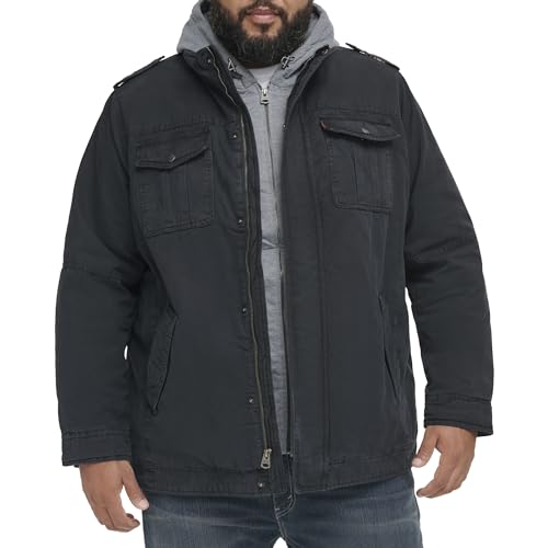 Image of Levi's Men's Washed Cotton Hooded Military Jacket (Regular & Big & Tall Sizes)