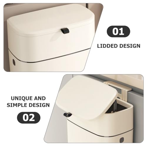 Caneca de basura colgante para cocina y baño 12l beige miniatura 3