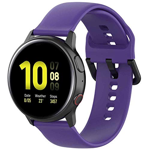 Fit for Samsung Galaxy Watch Active 2 Watch Bands, 20mm Silicone Quick Release Replacement Band Straps Wristbands Fit for Garmin Vivoactive 3 Music Women Men (Purple, Small)