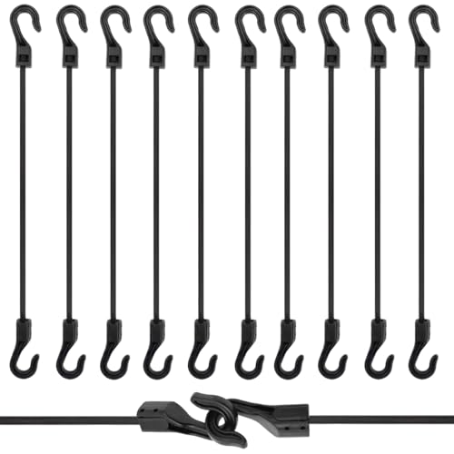 10 Stück Expander mit Haken 30cm, Seilhaken, Panngummi mit Haken, Gummispanner mit Haken, Spanngummi mit Haken 30cm, Planenspanner mit Haken Kurz, für Banner, Plakate, Zelte, Camping