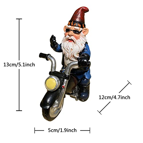 Nezababy Garden Gnomes Decorations Funny Riding Motorcycle Naughty Sculpture Statue Outdoor Yard Lawn Decor Resin, Black #TOP4
