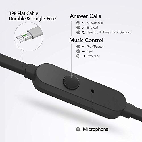 Wired Earbuds in-Ear Stereo Earphones with Microphone Deep Bass Ear Buds Premium Sound Noise Isolating Headphones with 3.5mm Audio Output for Phone, Laptop, MP3, iOS/Android Devices(C300-Red) - Thumbnail 5