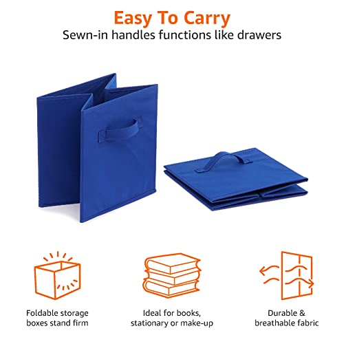 Miniatura 4 de Amazon Basics Cubos de almacenamiento de tela plegables con asas, 26,6 x 26,6 x 27,9 cm, color azul marino, paquete de 6 unidades