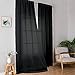 Simplebrand Black Sheer Curtains 84 Inches Long, Light Filtering Rod Pocket Solid Color Window Sheer Curtain Panels, Elegant Curtains & Drapes for Living Room, Bedroom 2 Panels (Black, 42