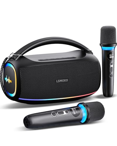 Karaoke Machine,IPX5 Waterproof Portable Bluetooth 5.3 Speaker wi...