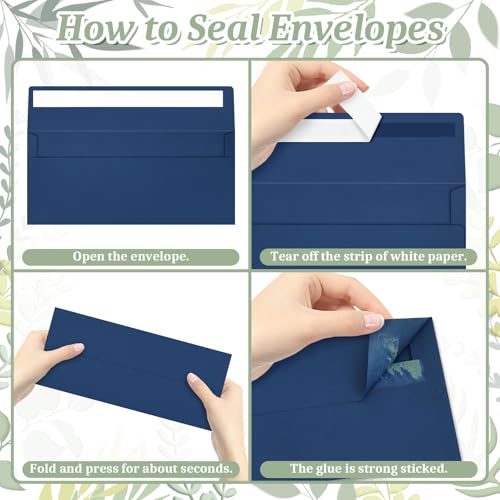 Image of Mulbozy 50 Pcs #10 Navy Blue Envelopes Letter Size Windowless Self Seal