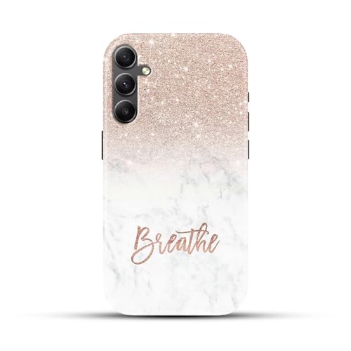 Image of COLORflow Back Cover Compatible with Samsung Galaxy A34 5G | (Best for Girls) Quotes (Breathe) Marble | Designer Printed Glossy Armoured Bumper Back Cover Compatible with Samsung Galaxy A34 5G