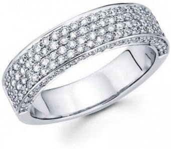 2.00 CT Ladies Three Row Diamond Anniversary Ring Platinum