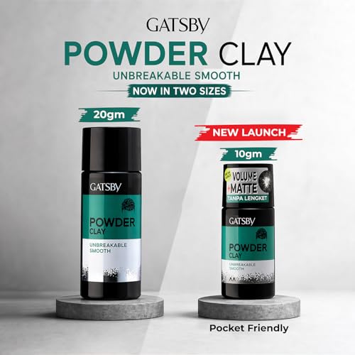 Image of Gatsby Japan Hair Volumizing Powder Clay - 10g | Unbreakable Smooth | Ultra Lightweight & Massive Volume | Matte Finish Hair Wax for Men | Super Strong Hold | Quick & Easy Hair Styling