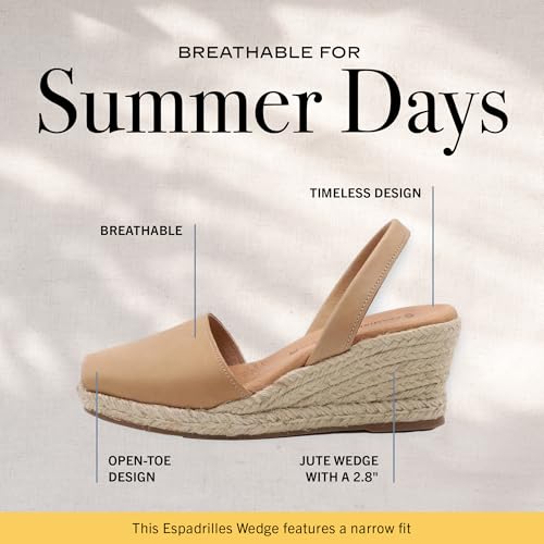 Image of Espadrilles Wedges for Women, Dressy Soft Leather Peep Toe Womens Espadrille Sandals, Comfortable Casual Summer Slip On