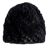 SEZQFEQE Mink Fur Knitted Beanie Hat for Men Women Winter Warm Casual Soft Brimless Skull Cap Outdoor (US, Alpha, One Size, Standard, Black)