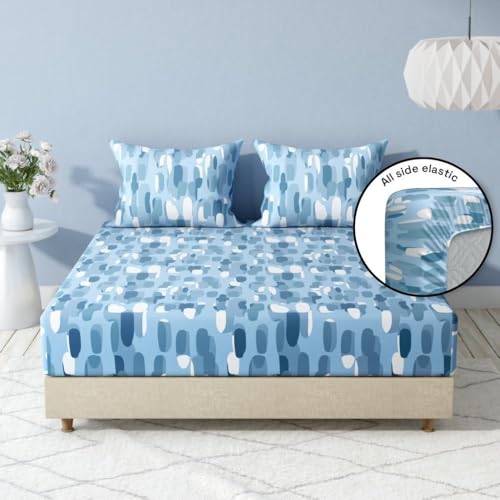 Image of Wakefit Cotton Fitted Bedsheet | 200 TC Elastic Fitted Sheet, Single Bed Bedsheet Checkered With 1 Pillow Cover | Splasho - 72X36 Inches