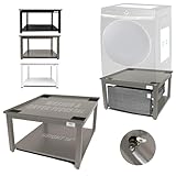 Washer and Dryer Pedestal - 29" W, 16" H, Gray Steel Universal Fit with Major Brands, Leak-Proof Laundry Pedestal with Drain Pan & Hose, Washer and Dryer Stand for Back Pain Relief, 800 lbs Capacity