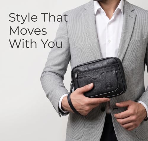 Image of kbi Mens Cash Bag Pouch Money Carrying Handling Luggage Multipurpose Travel Pouch vegan Leathe