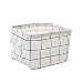 Fablcrew - Panier de rangement - Support de rangement de bureau en lin - Pour ranger des bijoux, des produits cosmétiques et de la papeterie, Drap en coton, blanc, 20x 16x 14cm