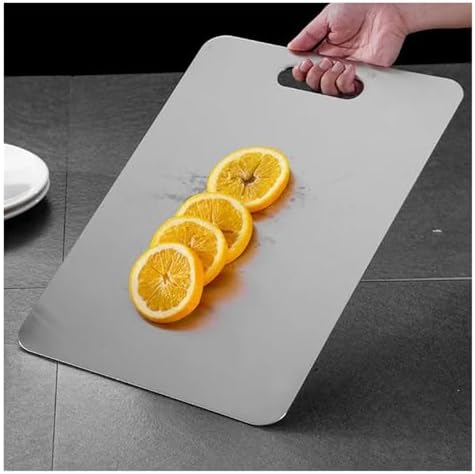 Miniatura 3 de DLYZAYE Tabla de cortar de acero inoxidable Tabla de cortar gruesa de acero inoxidable Tabla de amasar para cocina, frutas y verduras (15.4 x 11.0
